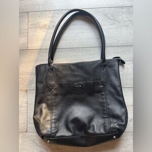 Lodis Leather Black Tote Bag